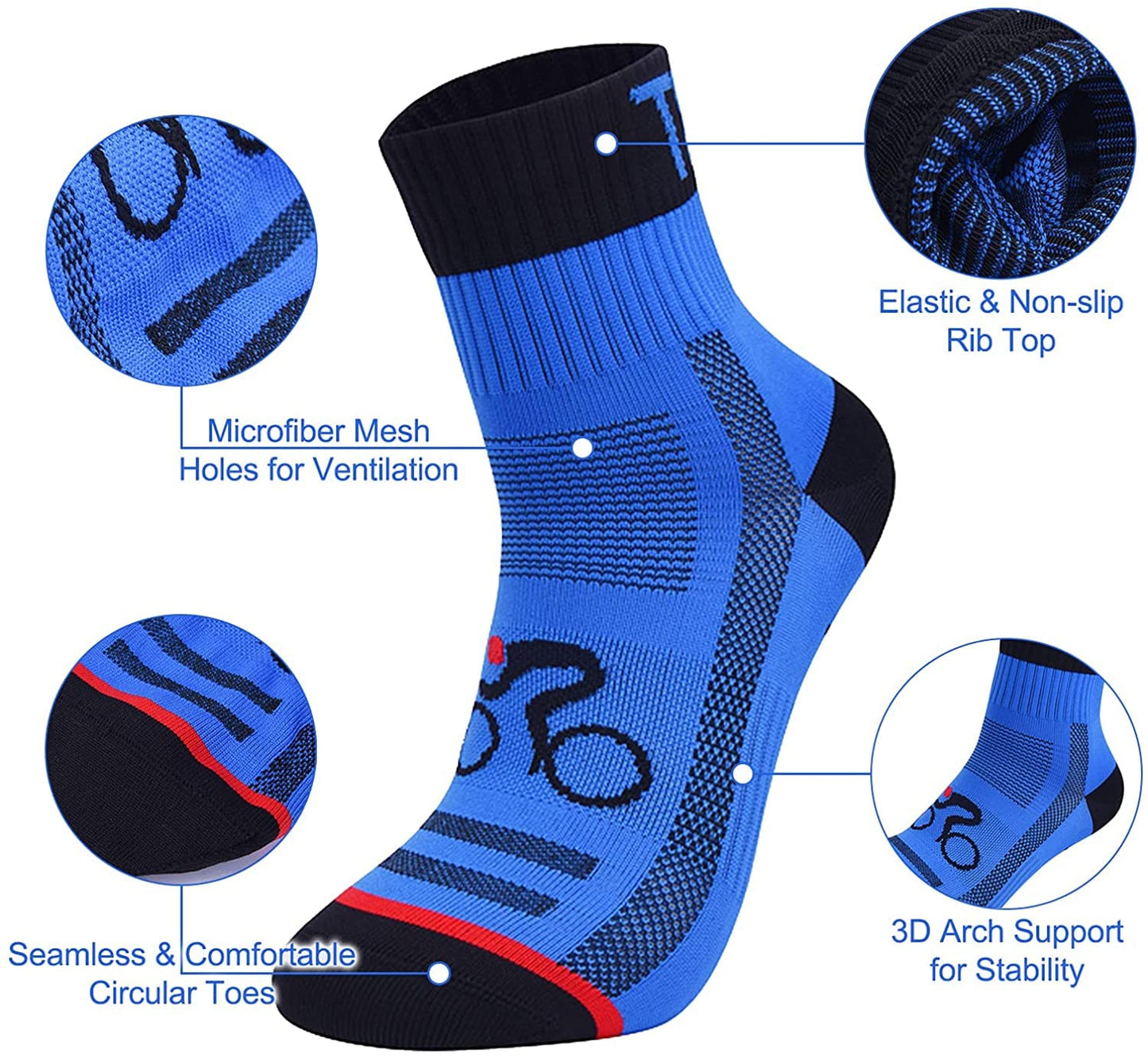 - Geebuzz 5 Pack Sports Cycling Socks | Colorful Anti Smell Ankle Athletic Socks For Running, Hiking (5pack) -