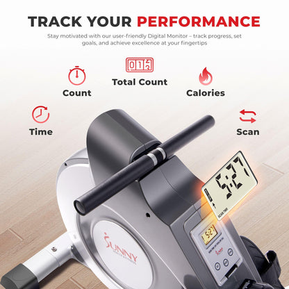 - Sunny Health and Fitness Magnetic Rowing Machine | Folding Rower with LCD Monitor -