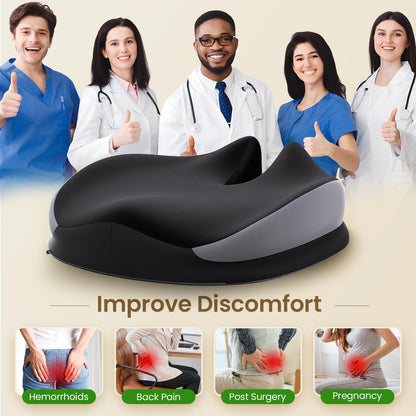 Benazcap Large Seat Cushion for Office Chair Memory Foam Coccyx Pain Relief Cushion Pillow for Office Desk, Car Seat, Wheelchair, Sciatica