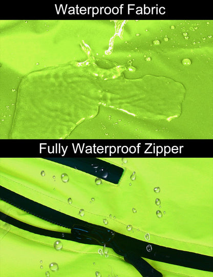 BALEAF Men's Waterproof Cycling Jacket Quick Dry Rain Jacket with Zipper Pockets for Outdoor for Running Packaway Fluorescent Yellow L