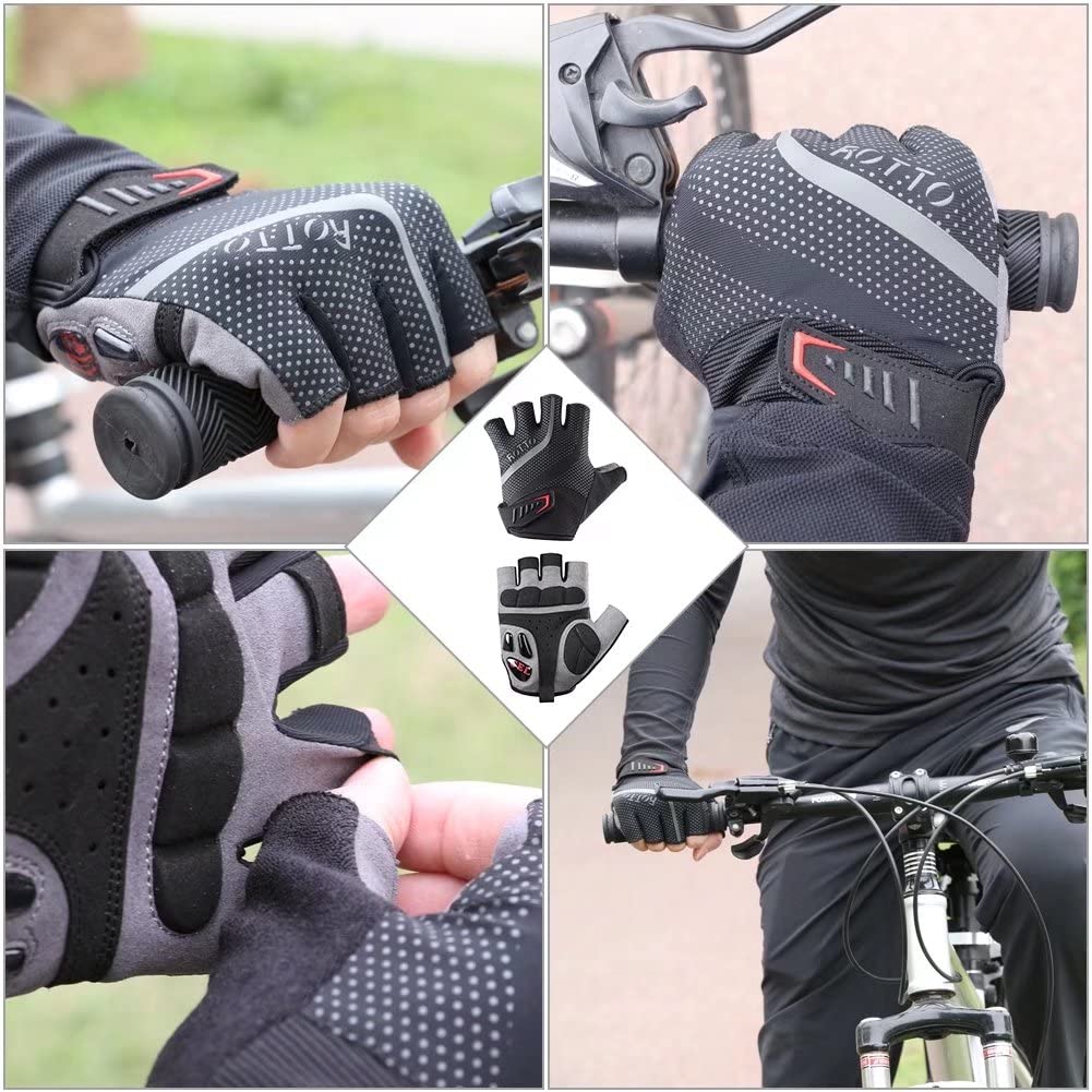 - ROTTO Cycling Gloves | Fingerless Bike Gloves | Mountain Bike | Road Bike | Padded Gel -