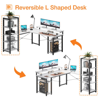 - ODK Corner Desk | Reversible L Shaped Desk | Monitor Stand -