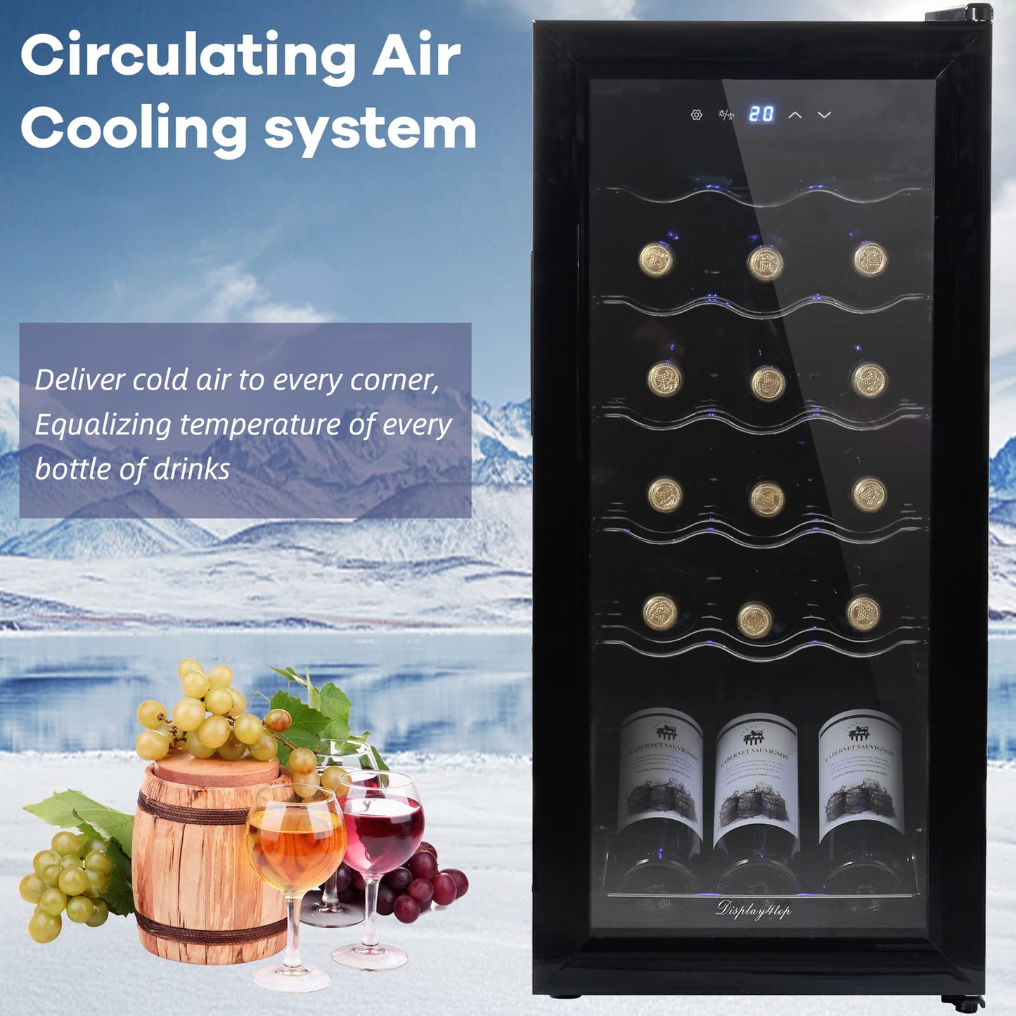 - display4top Wine Fridge | Wine Cooler | Wine Fridge | Digital Touch Screen Controls -