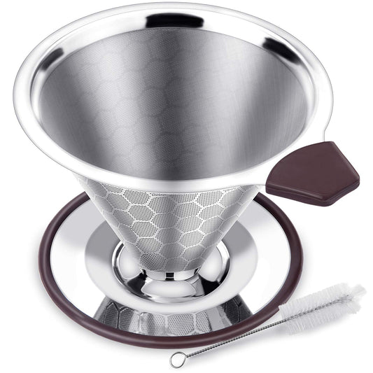 - FOXAS Pour Over Coffee Filter | Stainless Steel Reusable Coffee Dripper -