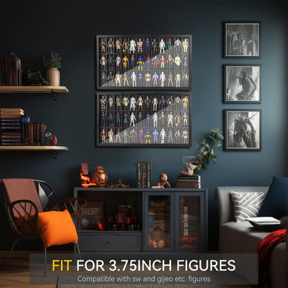 3.75 inch Figure Collectors Showcase, Display Frame Case for Action Figures, Dustproof Cabinet Box for Collectibles, Compatible with Star was/ Gi Jeo Classified Series, 24.61" X 1.65" X 13.98"