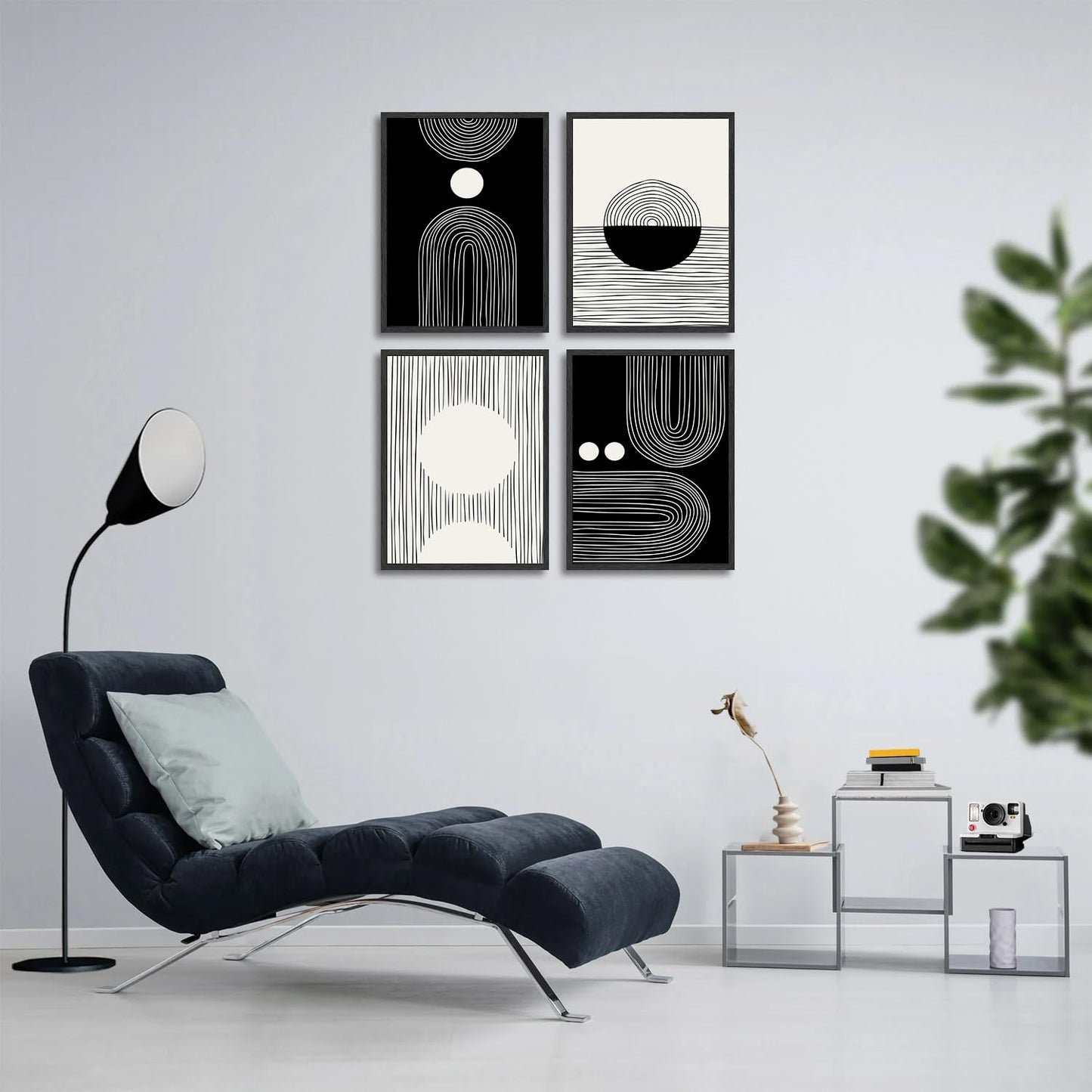 Dazzlewall Boho Black and White Wall Decor Poster Abstract Geometric Line Wall Poster for Bedroom Living Room Decor 12x16 in Unframed Set of 4