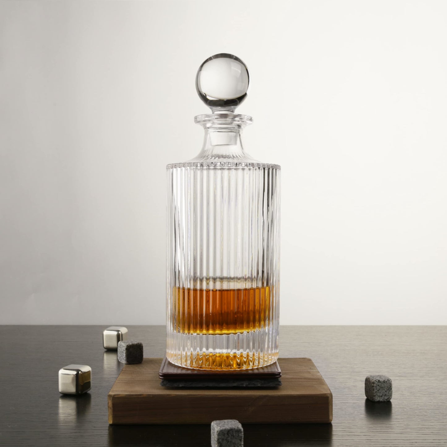 - Whiskey Decanter and Glass Stopper 27 oz Square Decanter for Whiskey