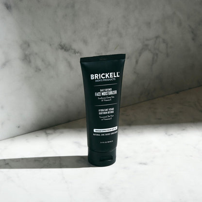 Brickell Men's Daily Defense Face Moisturizer for Men, Natural and Organic, Zinc SPF20 Face Moisturizing Sunscreen, Hydrates and Protects Skin Against Harmful UVA/B rays, 100 ml, Unscented