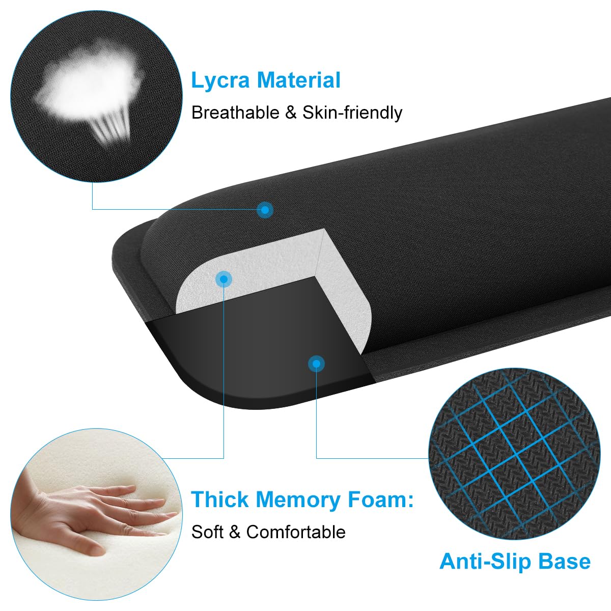 - ELZO Keyboard & Mouse Wrist Rest Pad Support | 65D High-Density Thicken Memory Foam Padding -