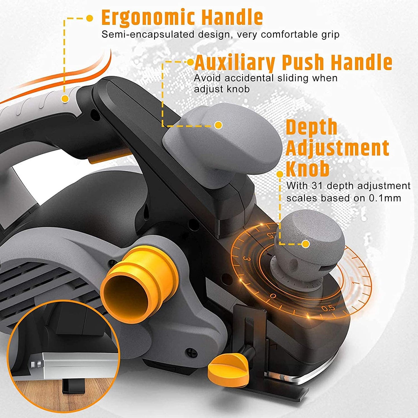 - Electric Hand Planer | Jellas Planer | 82mm Width And 3mm Depth | 16500rpm 240V -