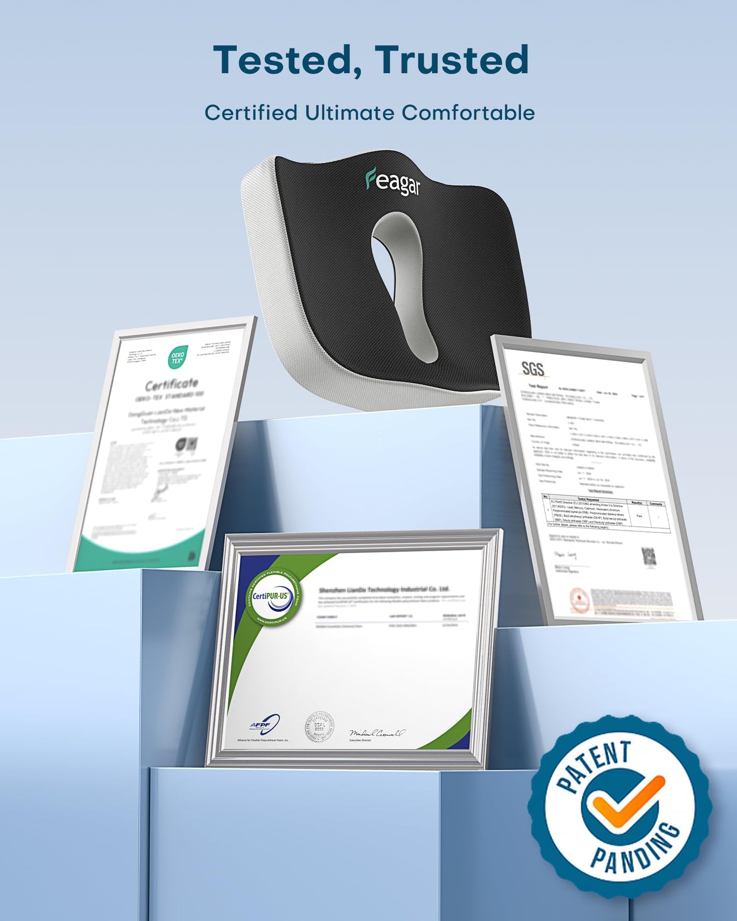 - Feagar Seat Cushion for Coccyx Sciatica Hemorrhoid Tailbone Back Pain Relief -