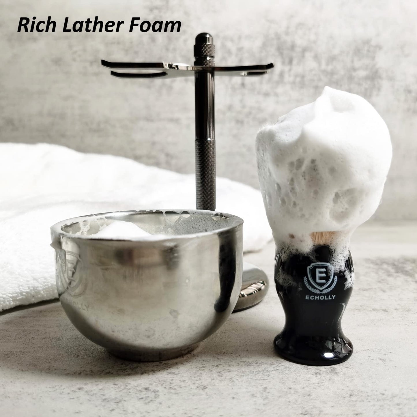 - Luxury Mens Shaving Brush by Echolly | NO Shedding Bristle Shaving Brushes for Men -