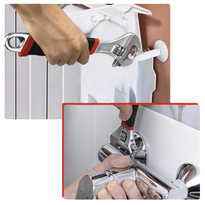 AHAQU 4PCS Adjustable Spanner Set, 4 Sizes Heavy Duty Adjustable Wrench Set Include 6in/8in/10in/12in, Metric & SAE Carbon Steel Shifter Spanners with Soft Grip Handle for Maintenance Repair