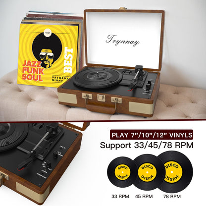 - Tyranny Record Player | 3 Speed | Bluetooth | Portable Suitcase | Vinyl Player -