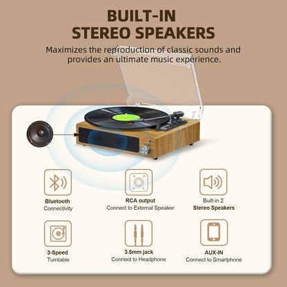 - Record Player | FYDEE Vinyl Record Player with Speakers | Vintage Turntable -