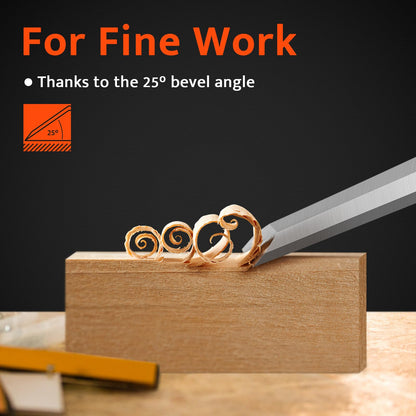 AojSup Wood Chisel Set, 6-Piece Woodworking Carving Chisels (6mm, 12mm,19mm, 25mm, 32mm, 38mm), Sharp Bevel Edge Chisels with Sharpening Stone, Perfect for Woodworking, Wood Carving and Sculpting