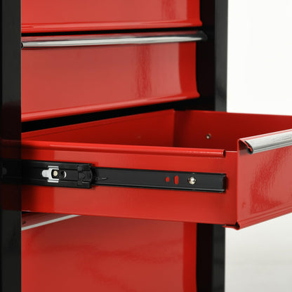 - HOMCOM 5-Drawer Lockable Steel Tool Storage Cabinet | Wheels | Handle 2 Keys | Organisation Box -