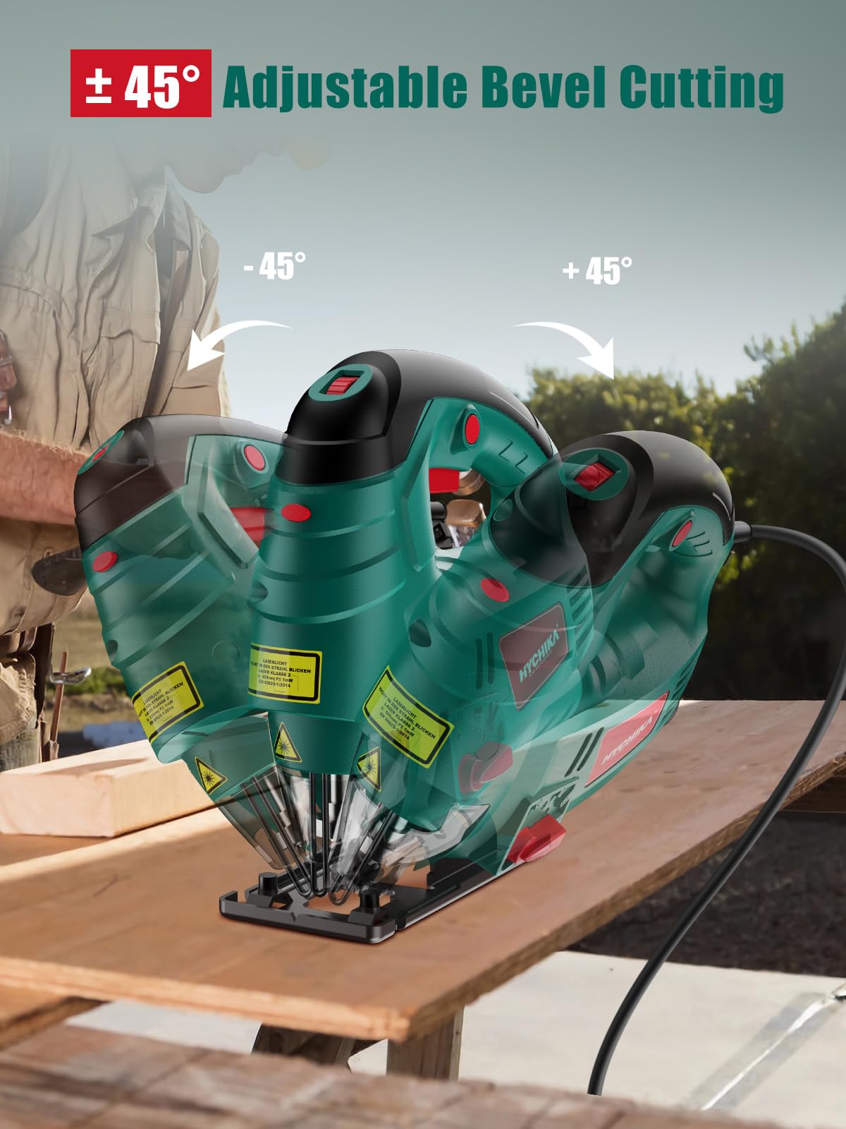 - HYCHIKA Jigsaw |800W Max Cutting Depth 110mm | 800-3000SPM Electric Jigsaw | Laser | 7 Variable Speeds -