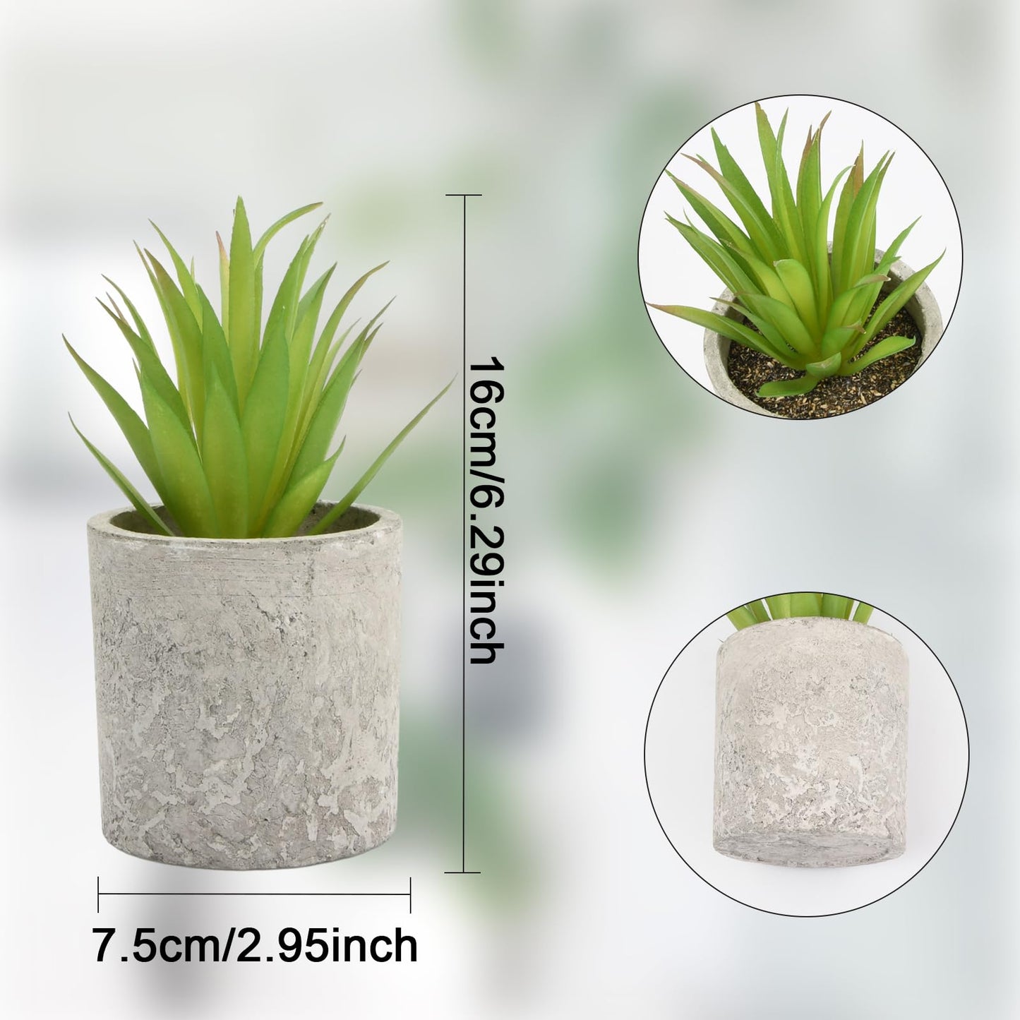 Artificial Fake Plants Potted, Mini Faux Plastic Plants with Pot, Small Greenery Decorative Artificial Plants Indoor in Paper Pulp Pots for Home Office Desk Bedroom Bathroom Kitchen Decor Gift