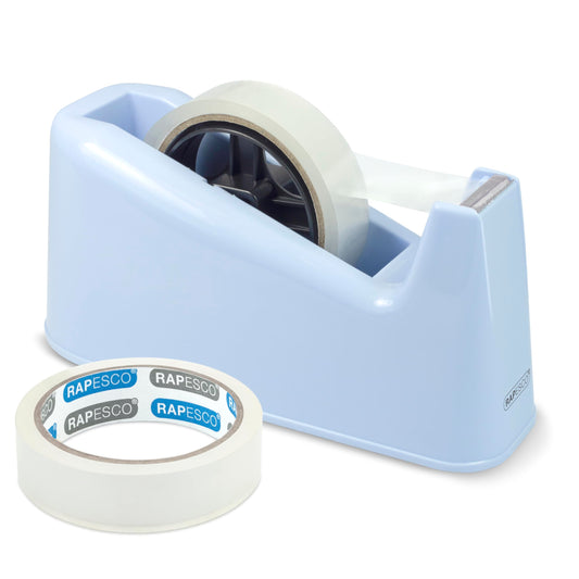 - Rapesco 1488 500 Heavy Duty Tape Dispenser | 2 Tape Rolls | Powder Blue -
