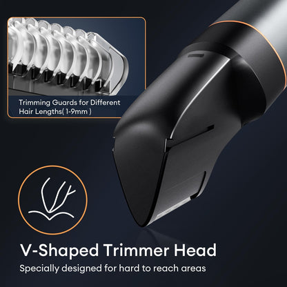 Body Hair Trimmer Men, KENSEN Manscape Body Groomer for Private Parts & Pubic Hair Electirc Razor for Men, Wet and Dry Body shavers with LED Display Men Beard Nose Trimmer Rechargeable Ball Trimmer