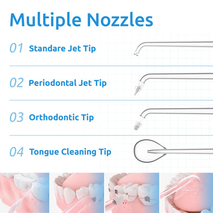 - Water Flosser [Dental Cordless Portable] 6 Modes & IPX7 Waterproof Rechargeable Oral Irrigator Water Teeth Cleaner