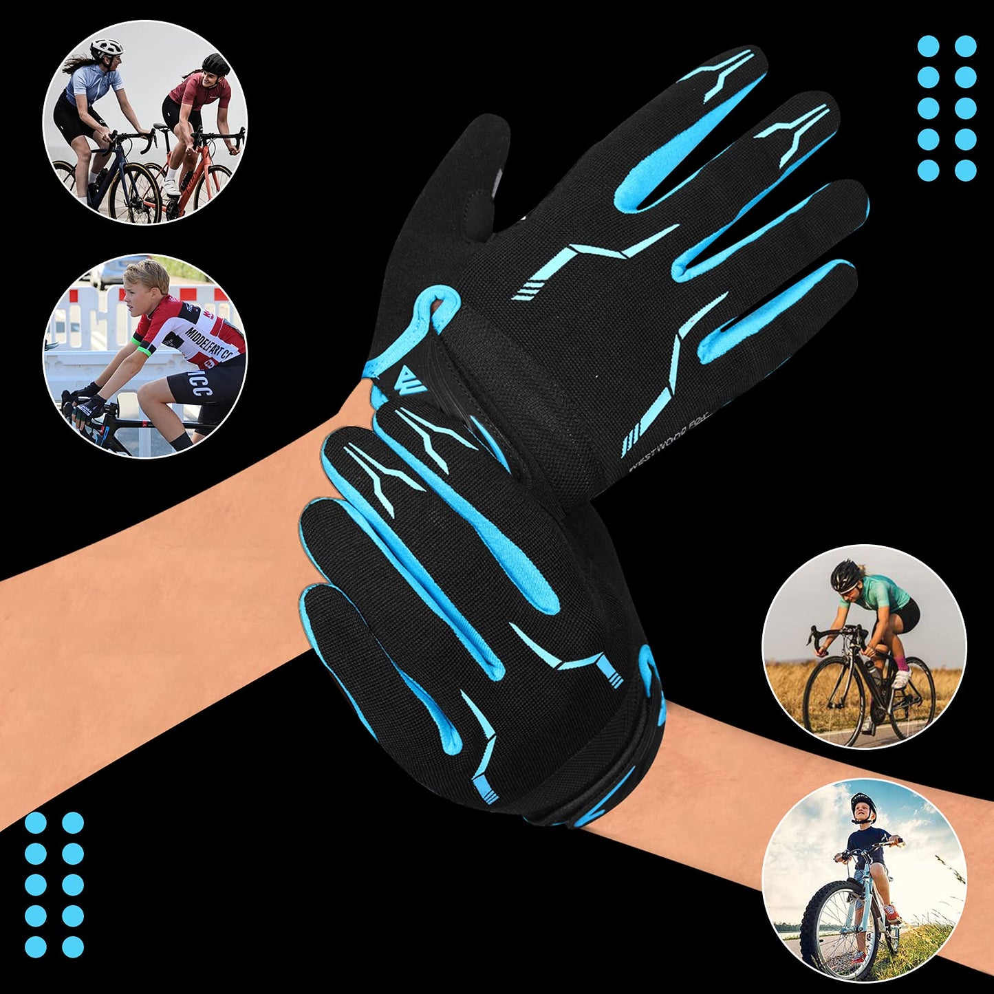 - WESTWOOD FOX WFX Cycling Gloves Full Finger Mountain Bike Gloves Touchscreen