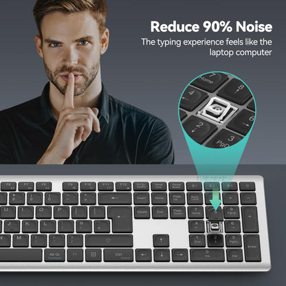 - TECKNET Wireless Keyboard | Rechargeable 2.4GHz | USB Bluetooth Keyboard -