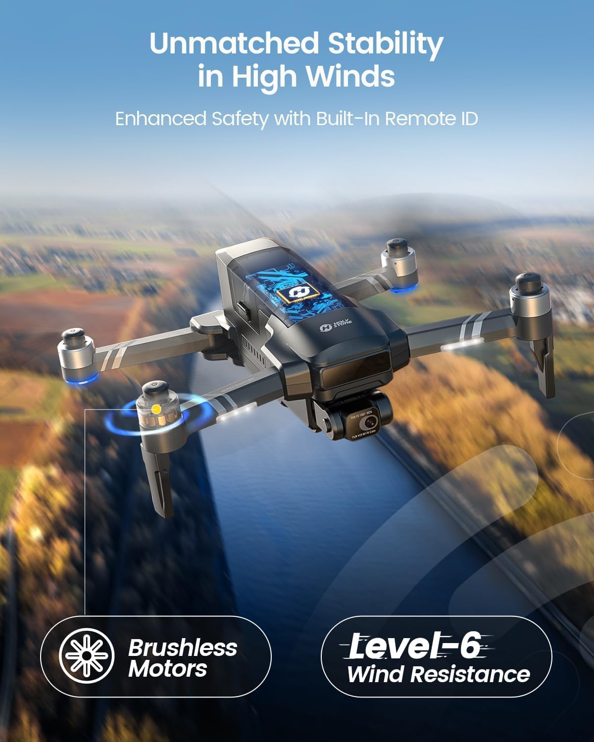 - Holy Stone HS600 2-Axis Gimbal Drones | 4K EIS Camera | 2 Batteries 56-Min Flight Time -