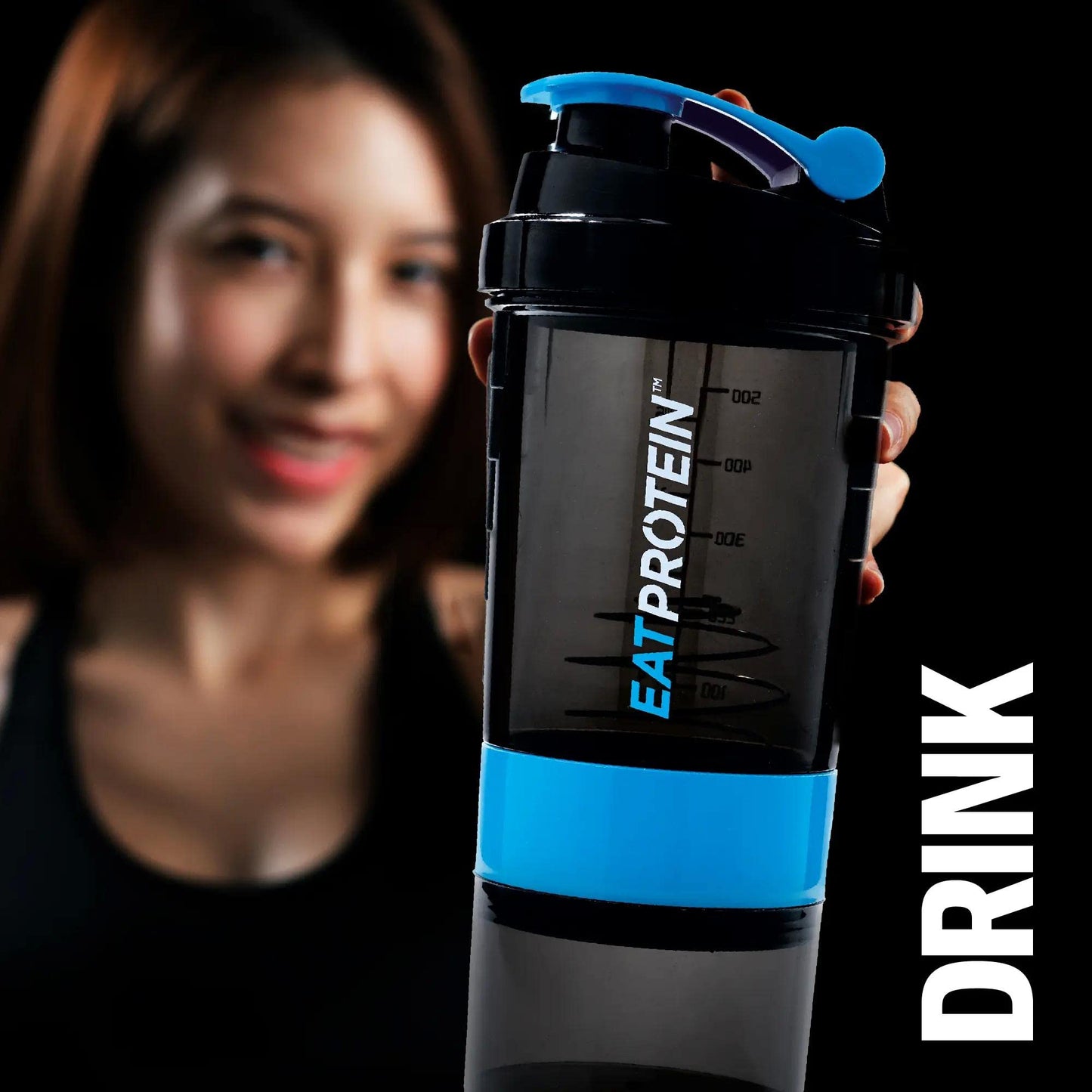 - EatProtein 500ml Protein Shaker Bottle | 2 Detachable Powder Containers -