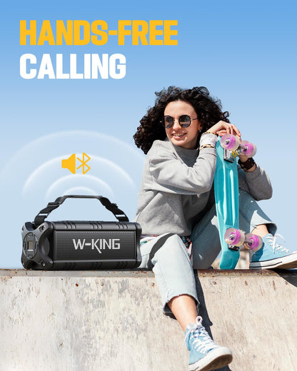 Bluetooth Speaker, W-KING 90W Peak 50W RMS Speakers Wireless Bluetooth 5.0 With Deep Bass,IPX6 Waterproof Loud Bluetooth Speaker 40H Playtime/Two Portable Speakers Pairing/TF Card/EQ/NFC Outdoor Party