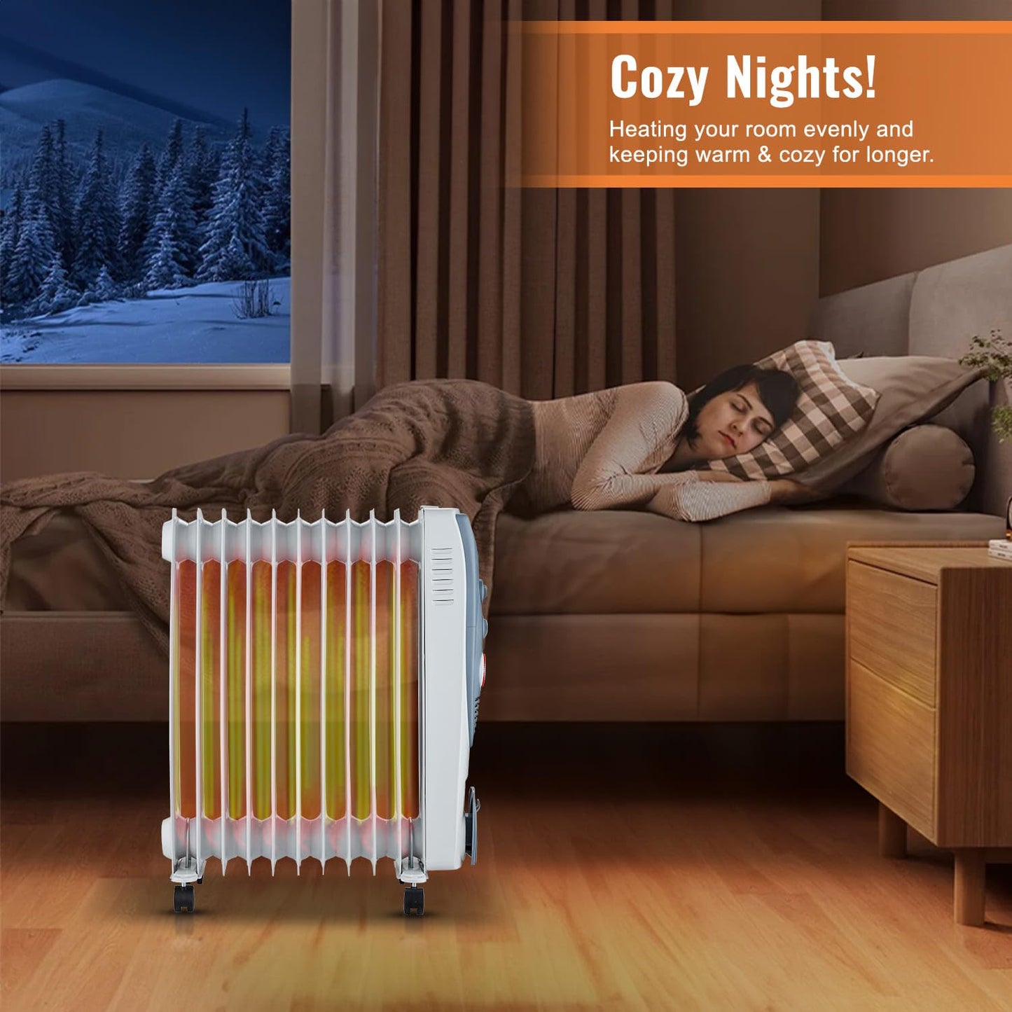 - PureMate Oil Filled Radiator | Portable Electric Heater | Adjustable Temperature and Thermostat -