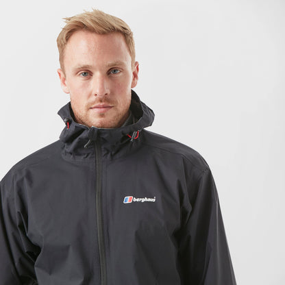 Berghaus Men's Stormcloud Waterproof Jacket with AQ2 Fabric and Fully Adjustable Hood, Packable Rain Jacket, Men's Hiking & Outdoor Recreation Clothing, Black, L