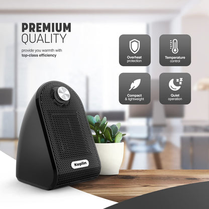 - KEPLIN Black Ceramic Desk Heater | 500W Low Energy Consumption | Silent Heater -