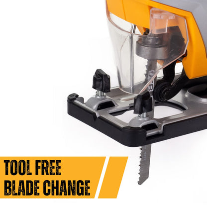 - JCB 240V Corded Jigsaw | 4 Pendulum Settings & Tool Free Blade Change | Variable Speed & Built in Dust Blower | Cutting Capacity of 100mm for Wood and 10mm for Metal | 800W -