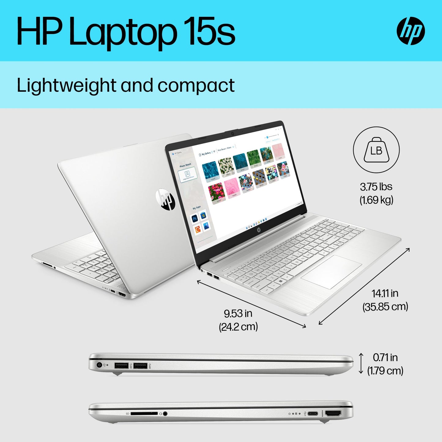 - HP 15.6" Laptop | Intel Core i5-1235U Processor | 8 GB RAM | 256 GB SSD | Intel Iris Xe Graphics | FHD Display | Up to 7hrs battery | Win 11 | Dual Speakers -