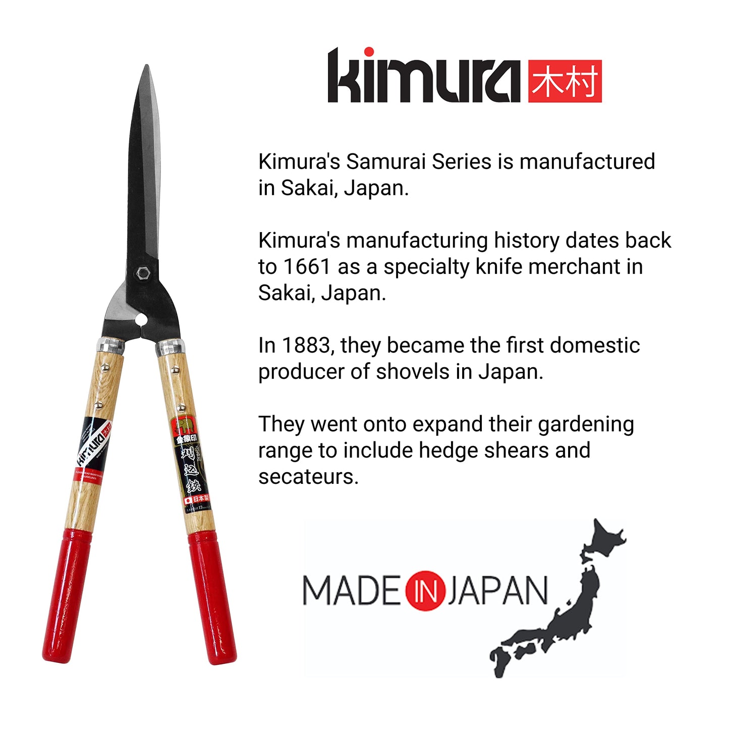 - Kimura® Samurai Garden Shears | Premium Hedge Shears With Lightweight Japanese Oak Handles -