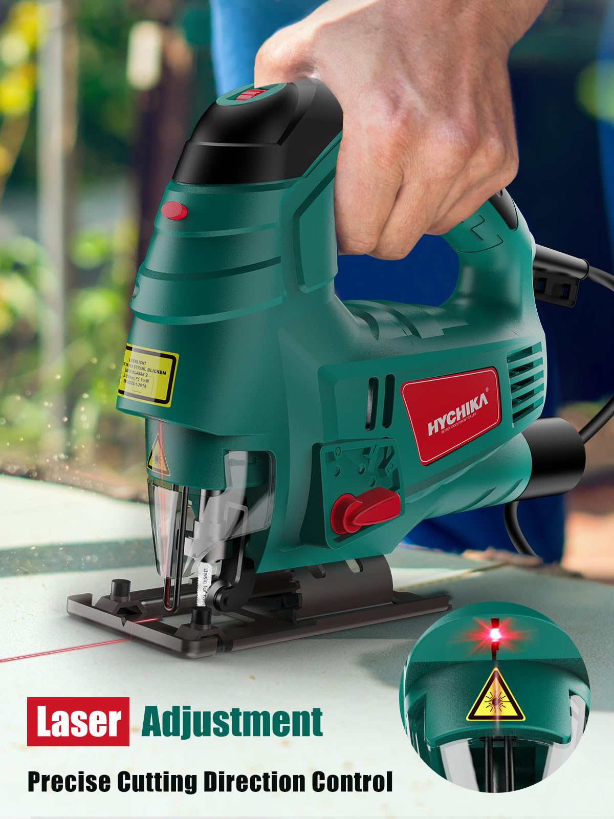 - HYCHIKA Jigsaw |800W Max Cutting Depth 110mm | 800-3000SPM Electric Jigsaw | Laser | 7 Variable Speeds -