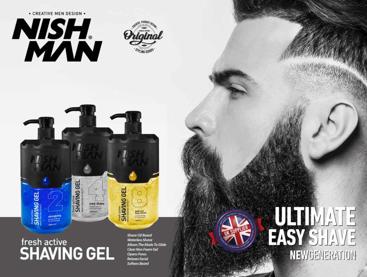 - Nishman Shaving Gel with Pump | 1000 ml | Moisturizing and Smooth Shaving Experience -
