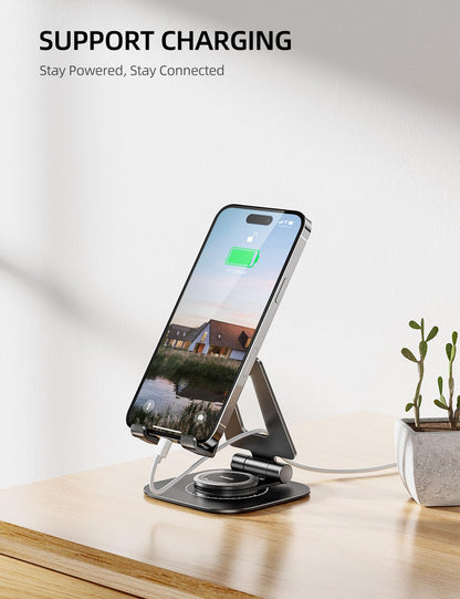 - NULAXY 360 Rotating Phone Stand | Fully Adjustable Foldable Desktop Mobile Phone Holder -