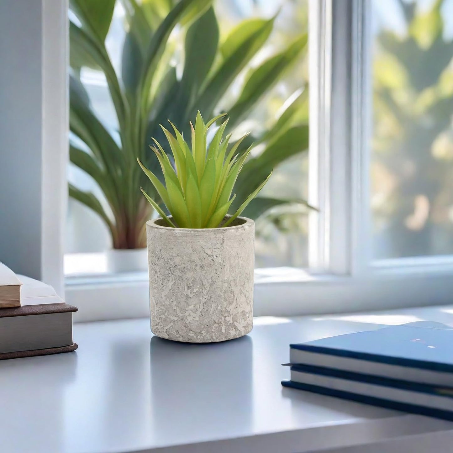Artificial Fake Plants Potted, Mini Faux Plastic Plants with Pot, Small Greenery Decorative Artificial Plants Indoor in Paper Pulp Pots for Home Office Desk Bedroom Bathroom Kitchen Decor Gift