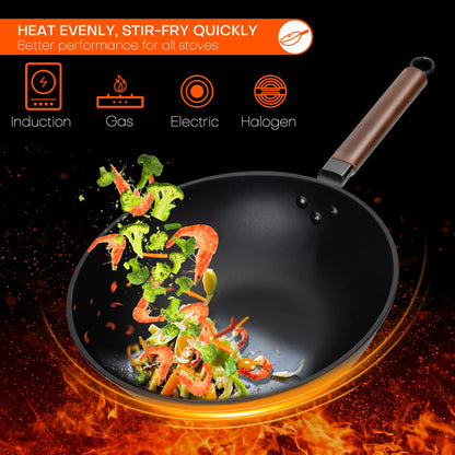- Jobin 33cm/5.6L Non Stick Wok With Lid -