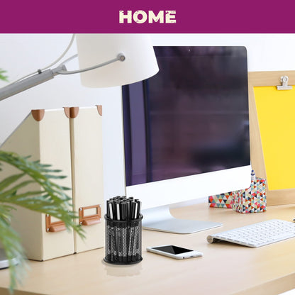 - SOLSTM Mesh Pen Holder for Desk | 2 PCS Black Mesh Pen Pot -