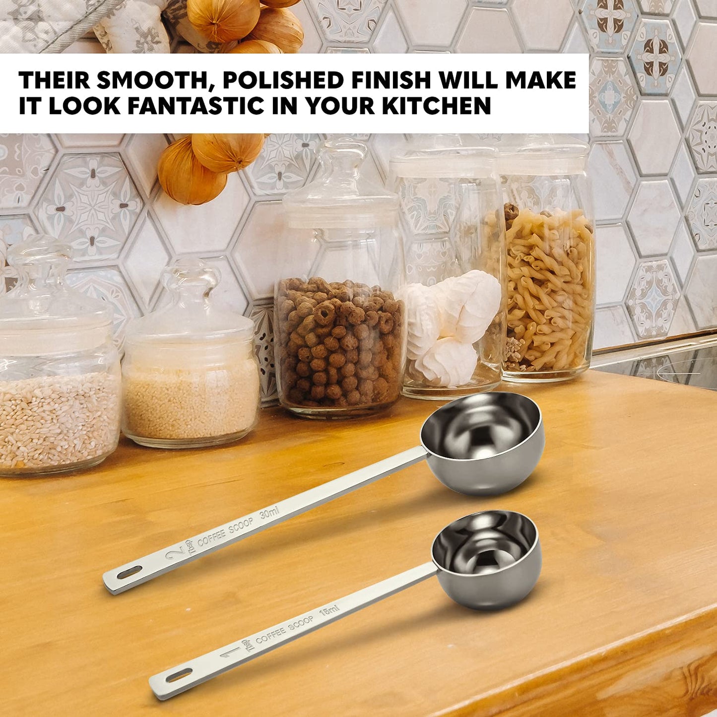 - ORBLUE Stainless Steel Coffee Scoop Set | Measuring Spoons for Ground Coffee | Espresso, Tea, Sugar & Milk Powder -