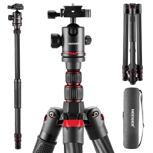 - NEEWER Carbon Fiber Camera Tripod With Telescopic 2 Section Center Axes | 360° Panorama Ballhead -
