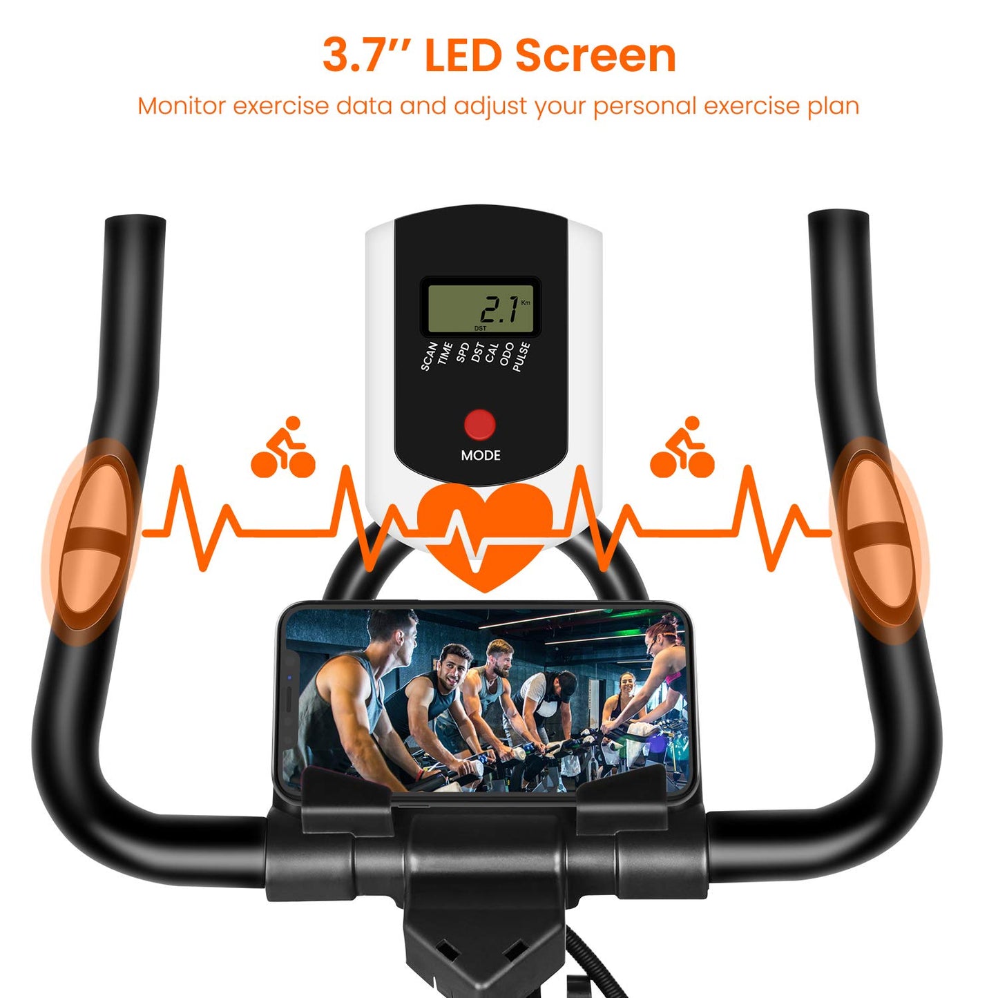 - Jupgod Stationary Exercise Bike | Indoor Cycling Bike | Slient Flywheel | LCD Monitor | Comfortable Seat -