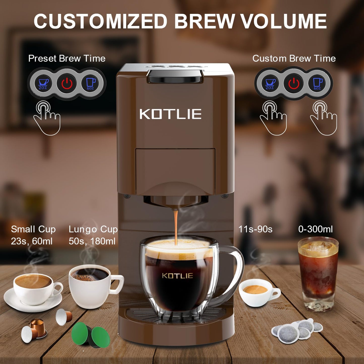- KOTLIE Espresso 4in1 | Coffee Machine for Nespresso | Original/Dolce Gusto/L’OR/Starbucks/Ground Capsule -