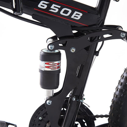 BSTSEL 27.5Inch Adult Folding Mountain Bike,Dual Suspension Mountain Bikes with 27.5 Inches 3-Spoke Wheel, Shimano 21 Speed Mens and Womens Foldable Mountain Bicycle (Black& Blue)