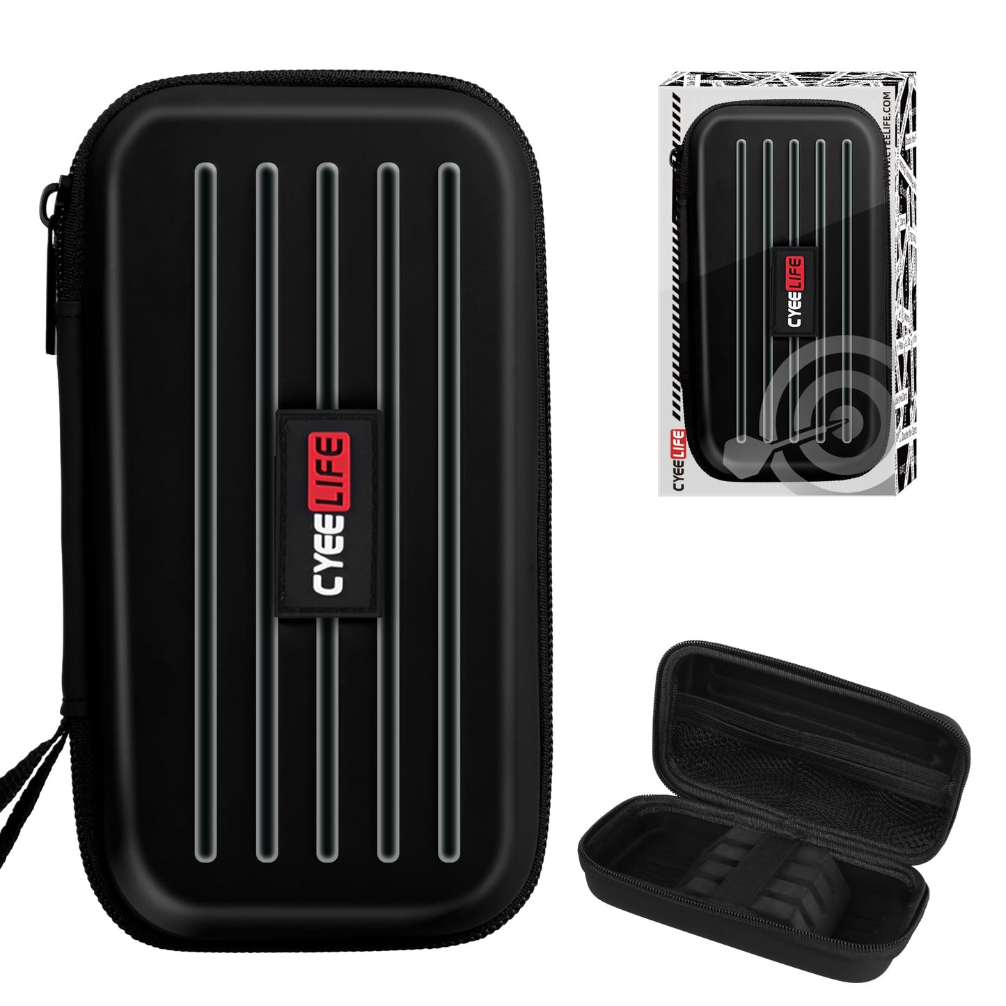 CyeeLife Dart Case,Darts Carrying Case for Steel Tip or Soft Tip Darts, Holds 3 Darts and Extra Accessories,Built-in Storage Tubes and Pockets for Flights, Tips, Shafts ect.