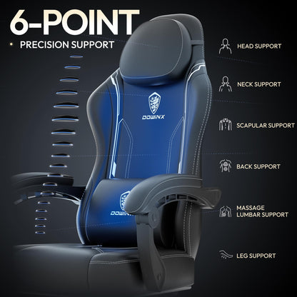 - Dowinx Gaming Chair with Footrest | Gaming Chair for Adults | Ergonomic Gaming Chair with Pocket Spring Cushion and Massage Lumbar Support | High Back | 200kg Black -
